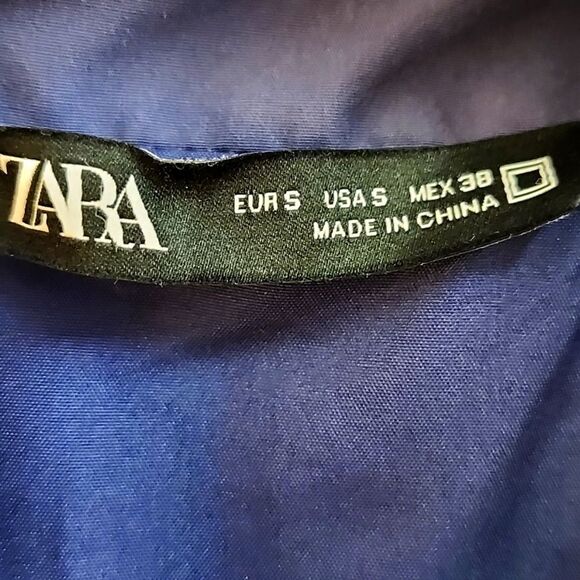 ZARA Men's Navy Blue Collared Button Down Light Weight Windbreaker Smart Casual - Picture 3 of 11